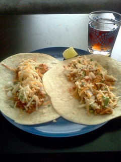 A picture of Slow cooker Authentic Shredded Chicken Tacos.