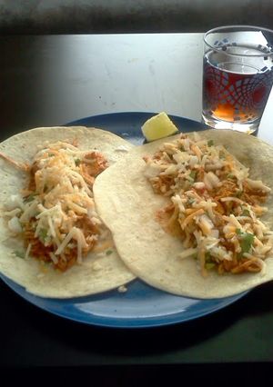 A picture of Slow cooker Authentic Shredded Chicken Tacos.