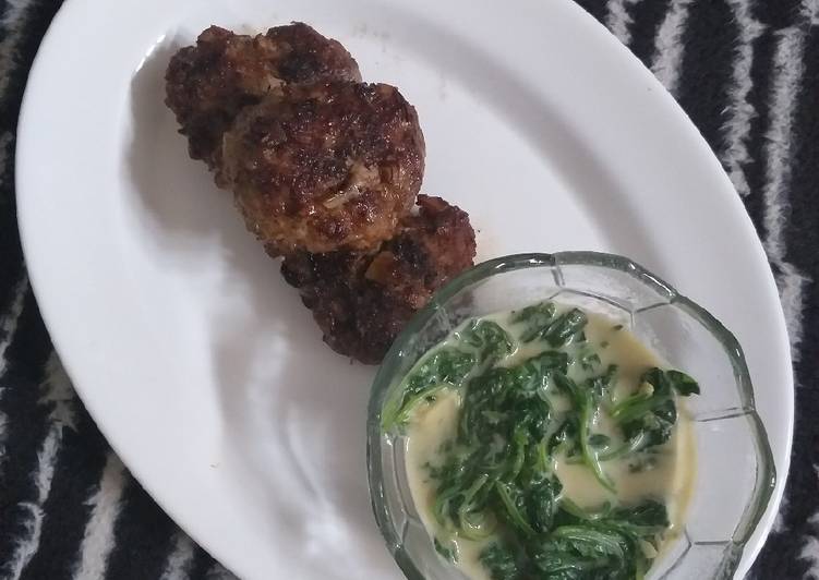 Recipe: Delicious Patty burger with creamy spinach