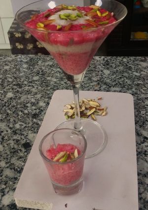 A picture of Layered sago kheer for the fast.
