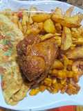 Dankali, kwai, plantain Hadi da kaza