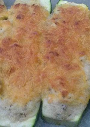 A picture of Stuffed zucchini.