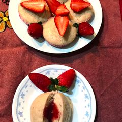 Strawberry jam filled puto A picture of Strawberry jam filled puto.