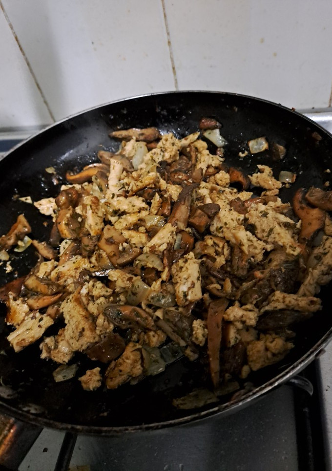 Una foto de Níscalos con "carne" de soja