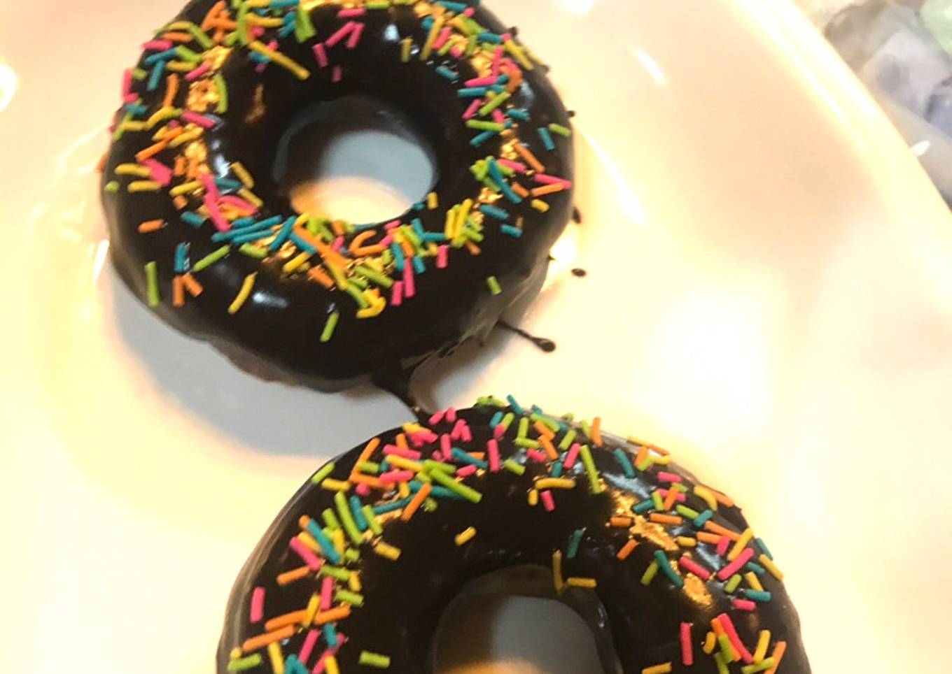 Homemade Chocolate glazed doughnuts eggless