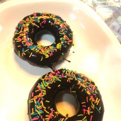 A picture of Homemade Chocolate glazed doughnuts eggless.