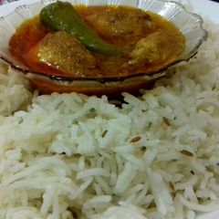 A picture of Zeera Rice with Achar Gosht.