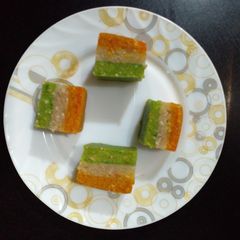 A picture of Tricolour Burfi (no fire recipe).