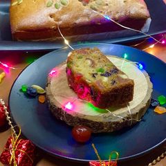 A picture of Super seeds nuts non alcohol Christmas fruit cake.
