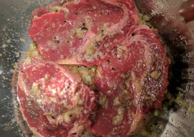 Simple Way to Prepare Super Quick Homemade Onion Marinated Scotch Fillet