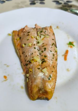 Una foto de Salmón en la airfryer