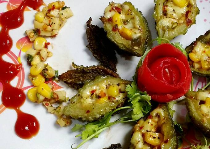 Bittergourd corn cheesy boat