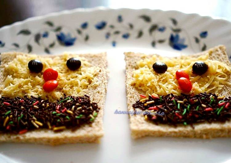 Steps to Make Any-night-of-the-week Open cheese chocolate sandwich