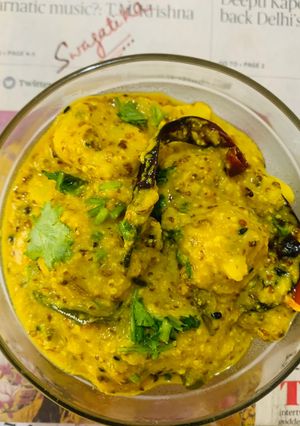 A picture of Arbi in mustard gravy (taro root).