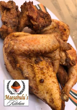 A picture of Spices baked chicken.