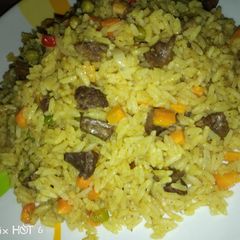 A picture of Fried rice with liver.