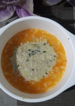 Foto resep Mpasi 9 bulan (nasi wortel cheesy chicken)