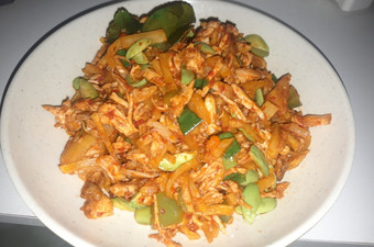 Cara Gampang Membuat Ayam suwir pete pedas manis yang Lezat Sekali