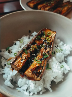 Foto resep Recook = Terong Bakar Donburi