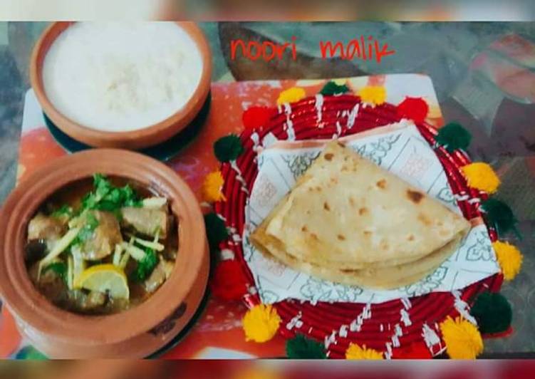 How to Prepare Homemade Lahori_Handi  With Desi_ghee_wali_Roti