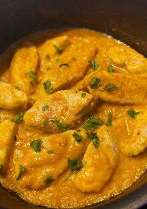 Una foto de Solomillo de pavo en salsa ranita