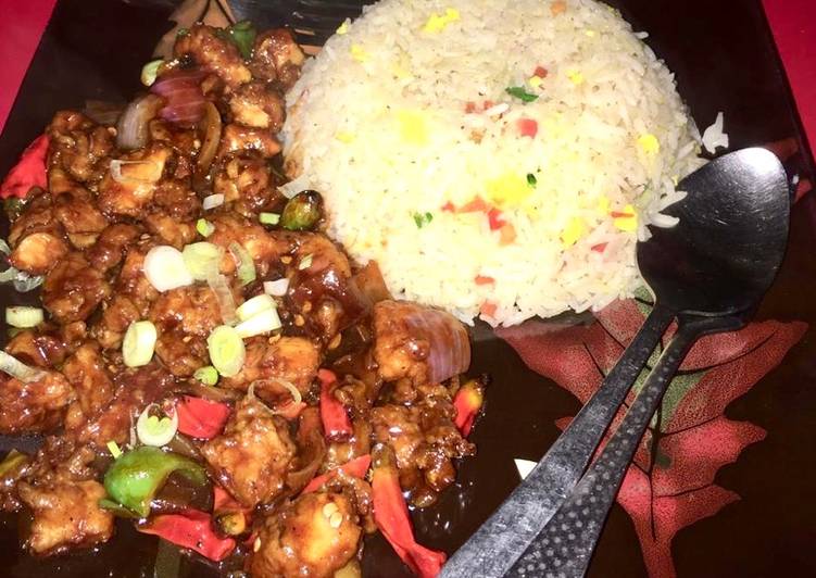 Dragon Chicken with egg fried rice
