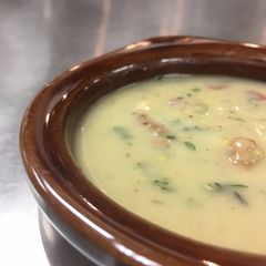A picture of Potato Bacon Cheddar Soup.