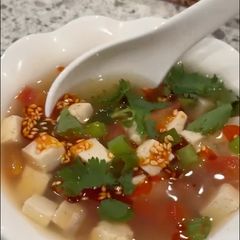 A picture of Tofu Tomato Soup.
