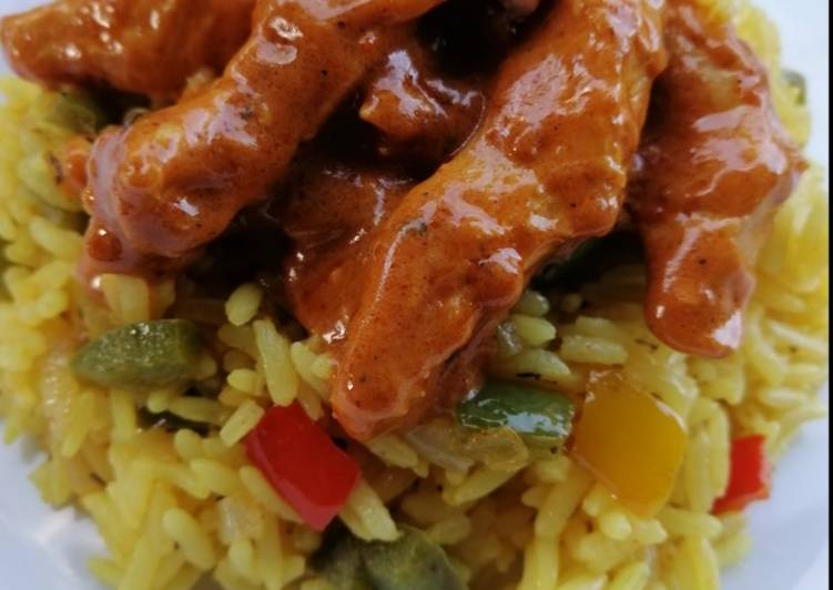 Recipe of Any-night-of-the-week Nandos style Peri Chicken Strips and Spicy Rice