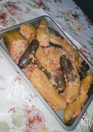 صورة لوصفة محشى مشكل كوسة وبتنجان وفلفل