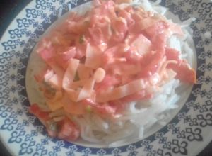 Una foto de Salsa de surimi (palitos de cangrejo) para pastas