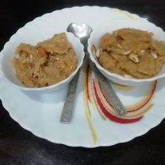 Moong dal and almonds Halwa A picture of Moong dal and almonds Halwa.