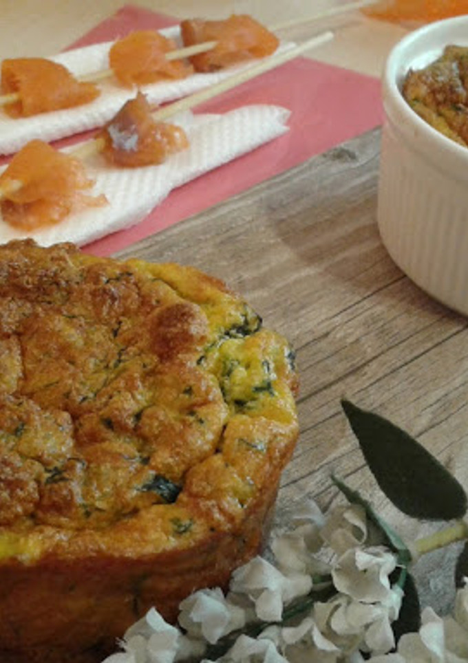 Una foto de Soufflé de salmón ahumado y espinacas