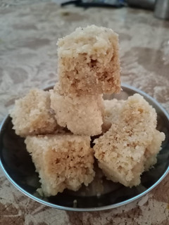 A picture of Coconut mysore pak.