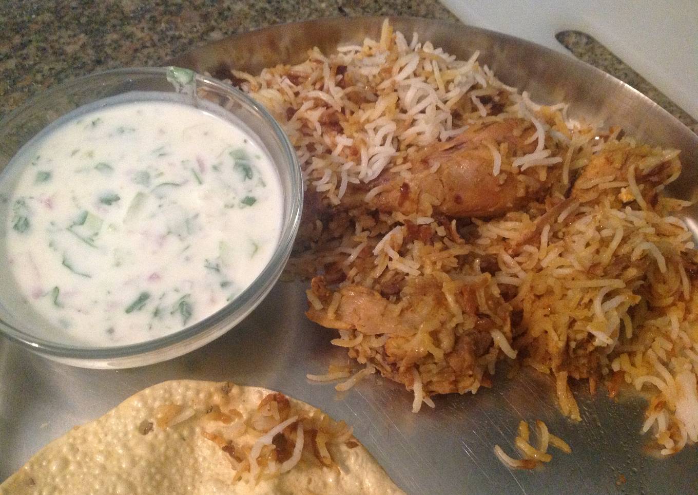 Chicken Dum Biryani with Raita