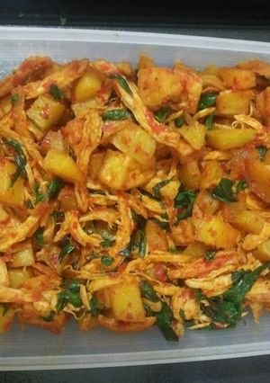 Foto resep Ayam Suwir Balado Kemangi (mix tahu dan kentang)