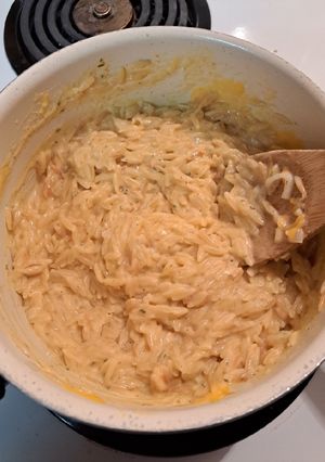 A picture of Cheesy Orzo.