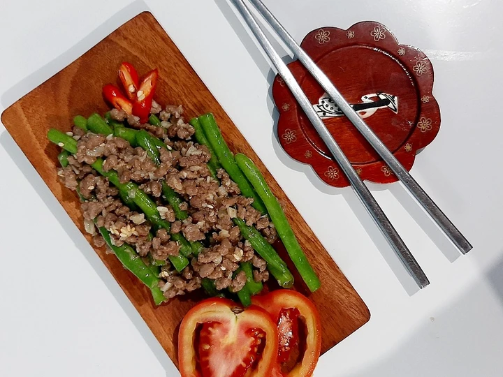 Cara Gampang Membuat Resep  Ca buncis daging cincang yang Lezat Sekali, Menggugah Selera