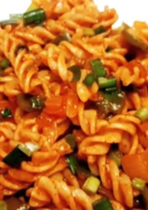 A picture of Homemade veg mayonnaise with yummy pasta.