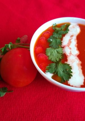 A picture of Tomato carrot soup.