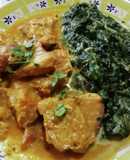 Cuadril de cerdo al curry con espinacas cremosas (sin crema)