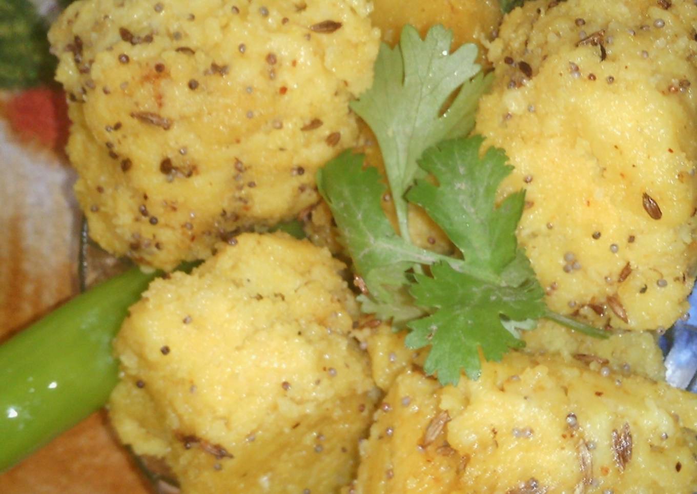 Recipe of Homemade Chilli and spicy dhokla
