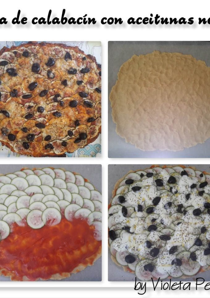 Una foto de Pizza de calabacín con olivas negras