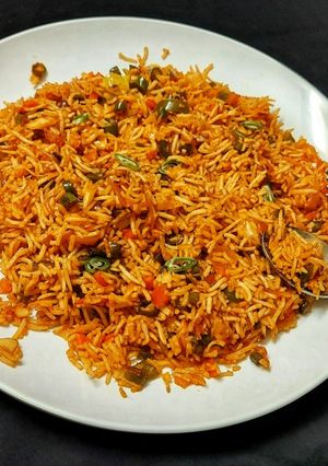 A picture of Schezwan fried rice.