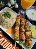 Tikka boti with matar pulao