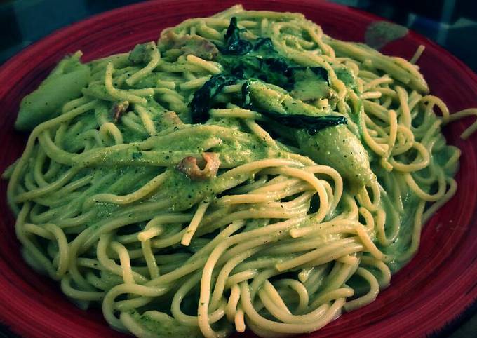 Spaghetti en salsa de poblano, con espinaca Receta de Pablo Franco- Cookpad