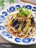 Chilled Udon with Eggplant and Tuna (using Frozen Udon & Microwave)