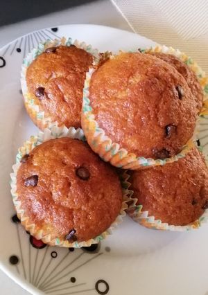 A picture of BANANA🍌 BREAD/MUFFINS 😋 WITH CHOCOLATE CHIPS #myfirstrecipe.