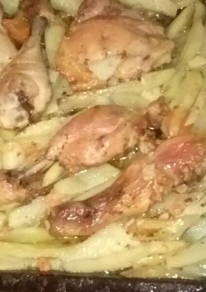 Una foto de Muslos de pollo al horno