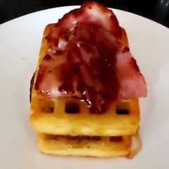 A picture of My Sweet Potato Waffle + Bacon🥰#KitchenBingo.